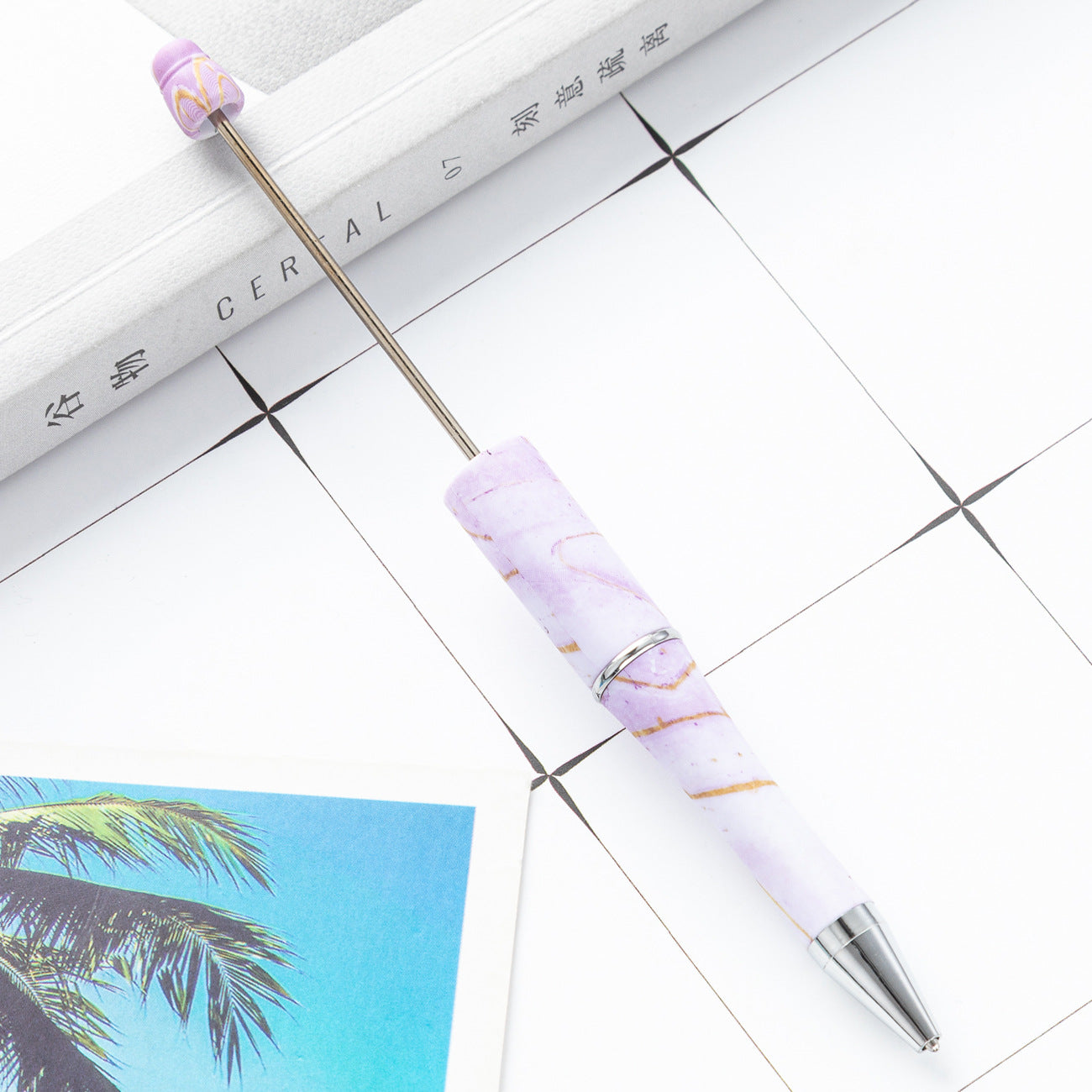 Wholesale Beadable Pens Marbling Print Plastic Pen DIY for Beaded